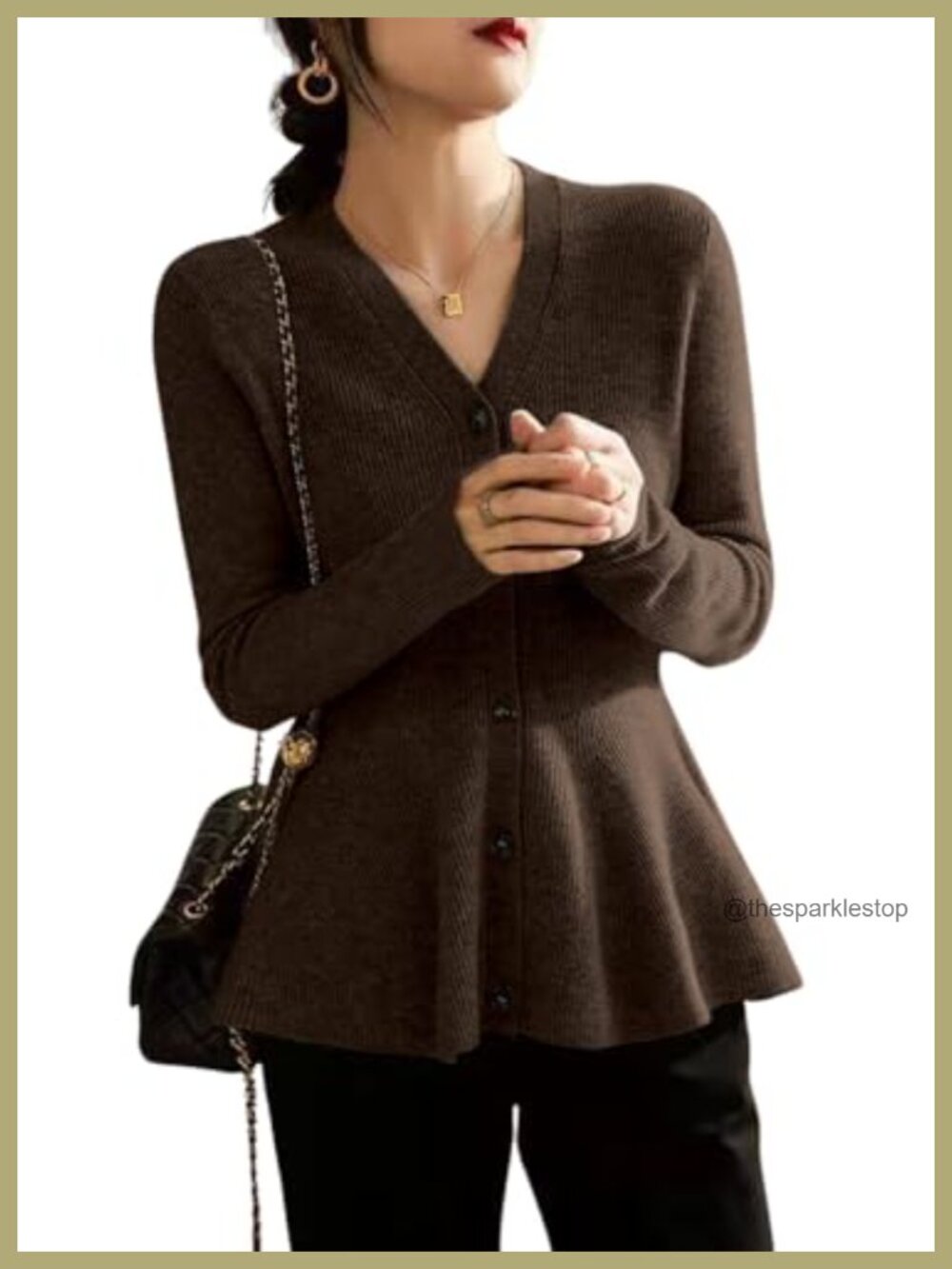 Women's Lightweight Ribbed Knit Peplum Cardigan Button Down Business Casual
